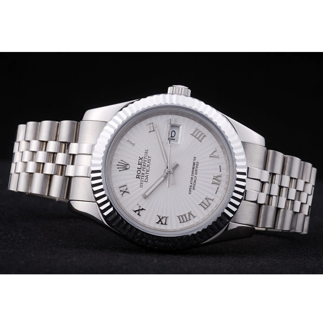 Good copy rolex watches Datejust 7478 Bezel White Rolex Ribbed Radial Dial 0707